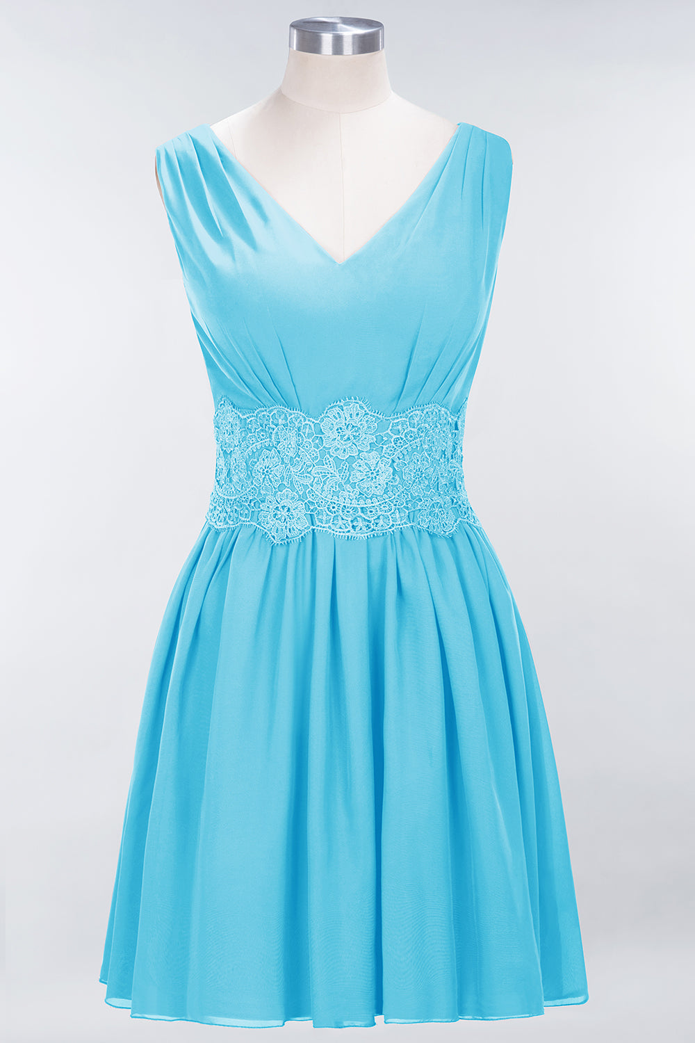 Pretty V-Neck Short Sleeveless Lace Bridesmaid dresses - Fashionpara