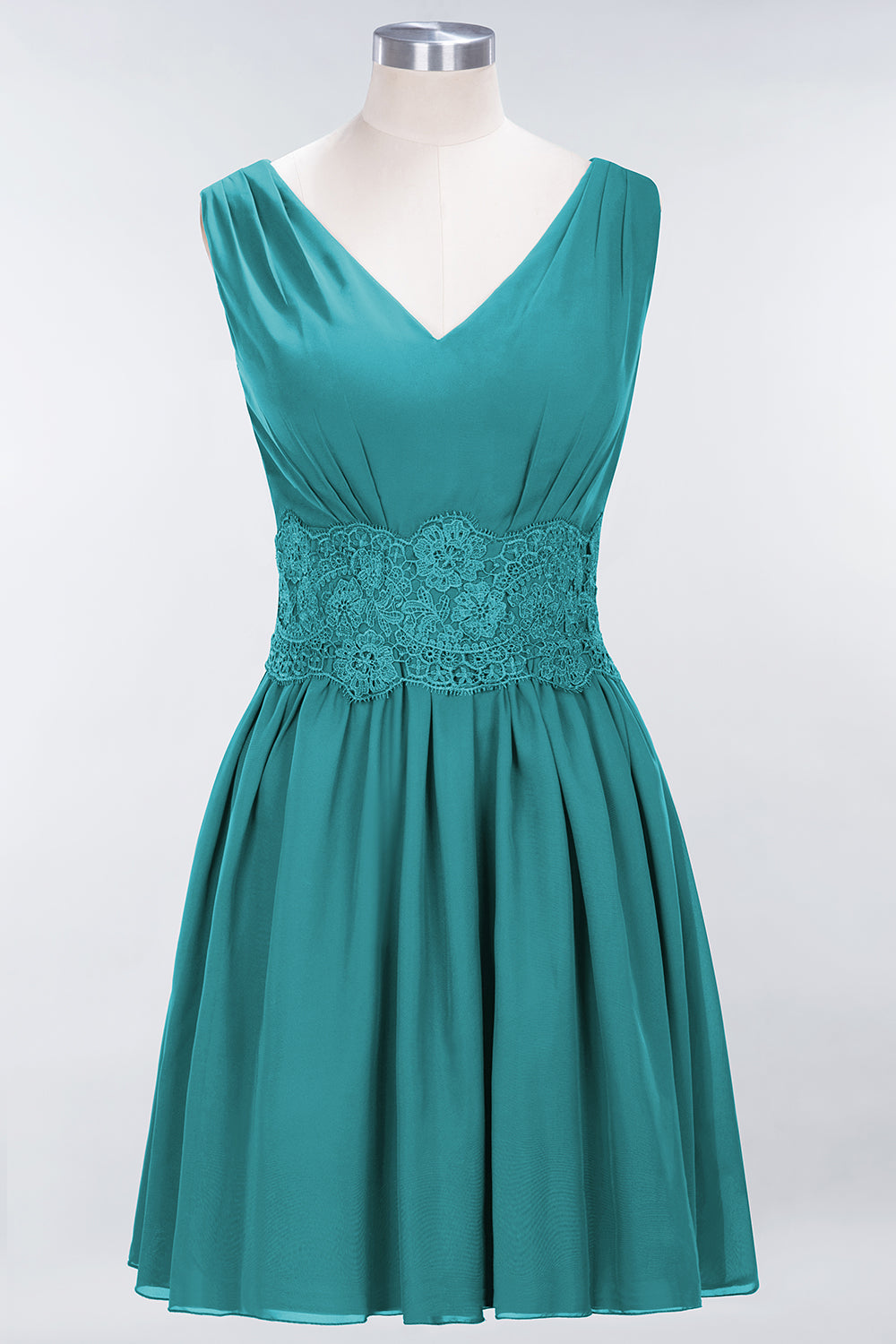 Pretty V-Neck Short Sleeveless Lace Bridesmaid dresses