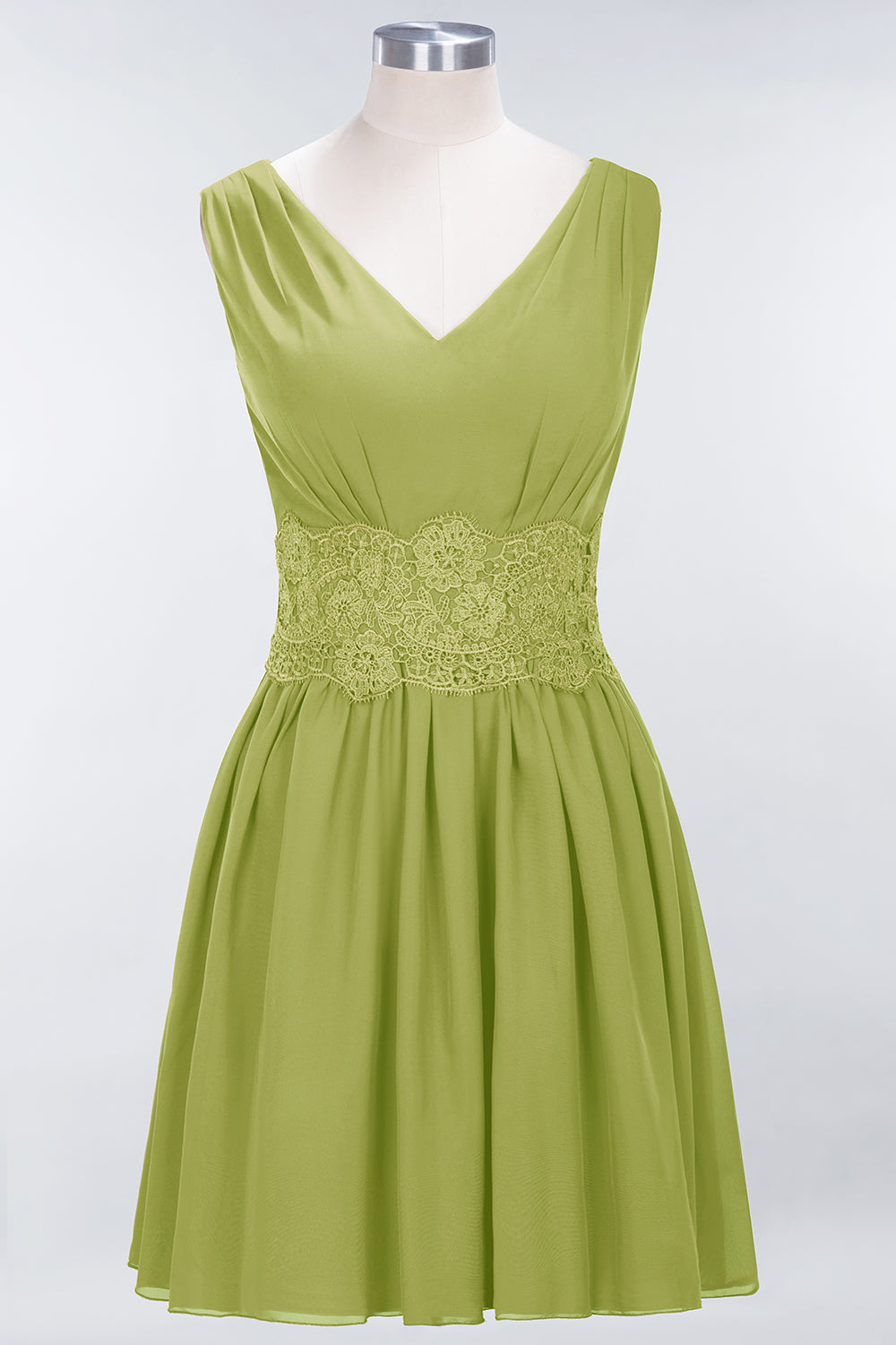 Pretty V-Neck Short Sleeveless Lace Bridesmaid dresses