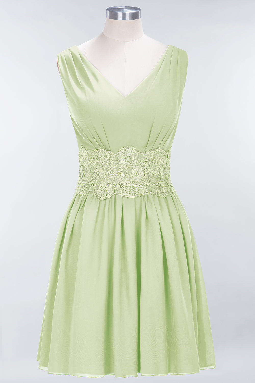 Pretty V-Neck Short Sleeveless Lace Bridesmaid dresses
