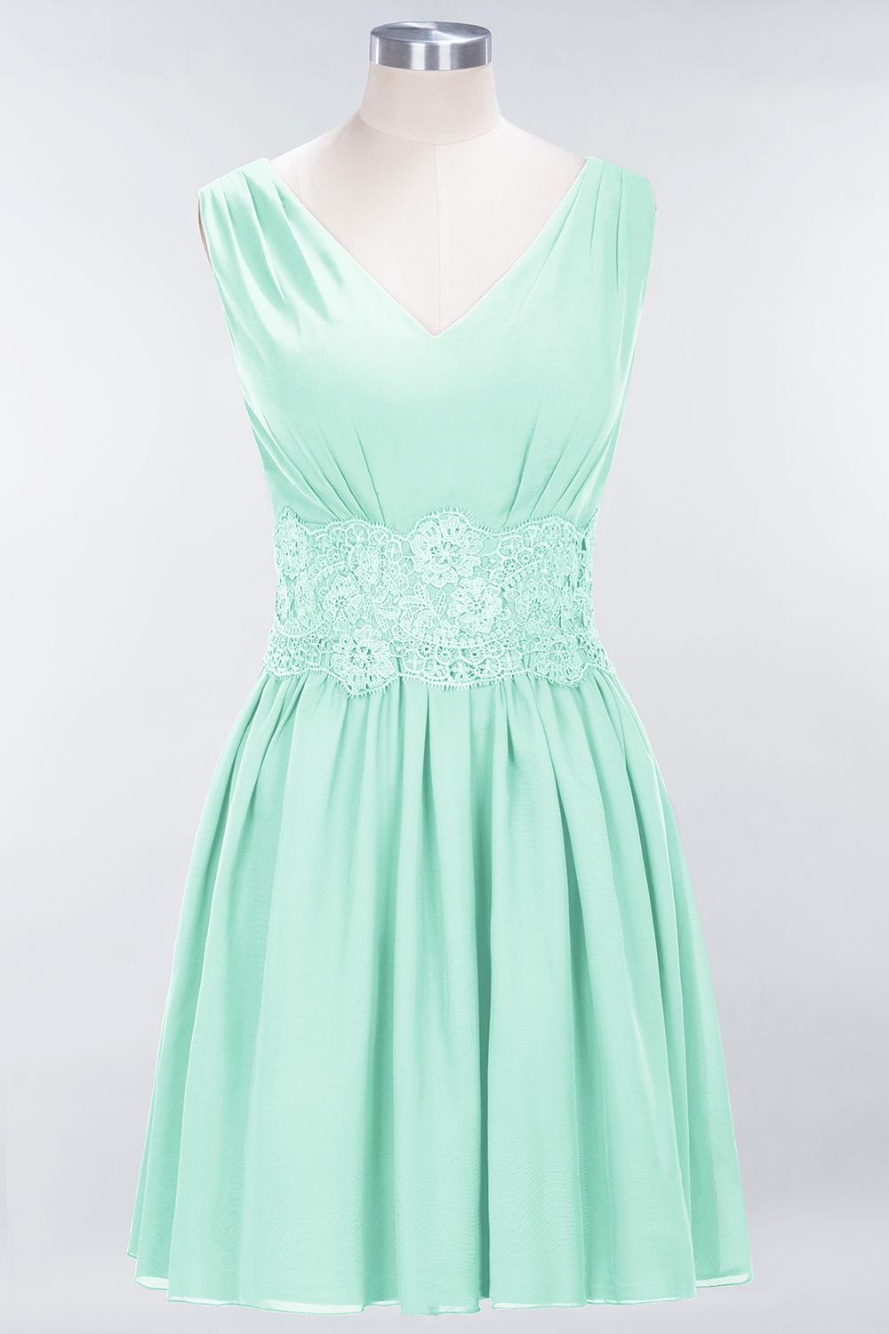 Pretty V-Neck Short Sleeveless Lace Bridesmaid dresses