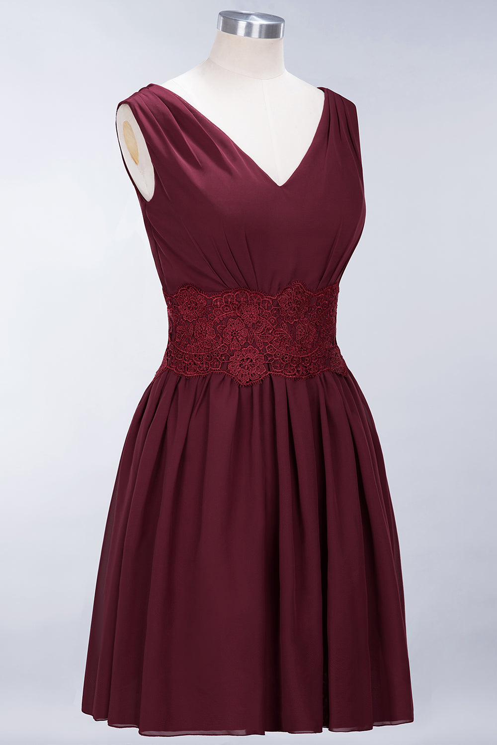 Pretty V-Neck Short Sleeveless Lace Bridesmaid dresses