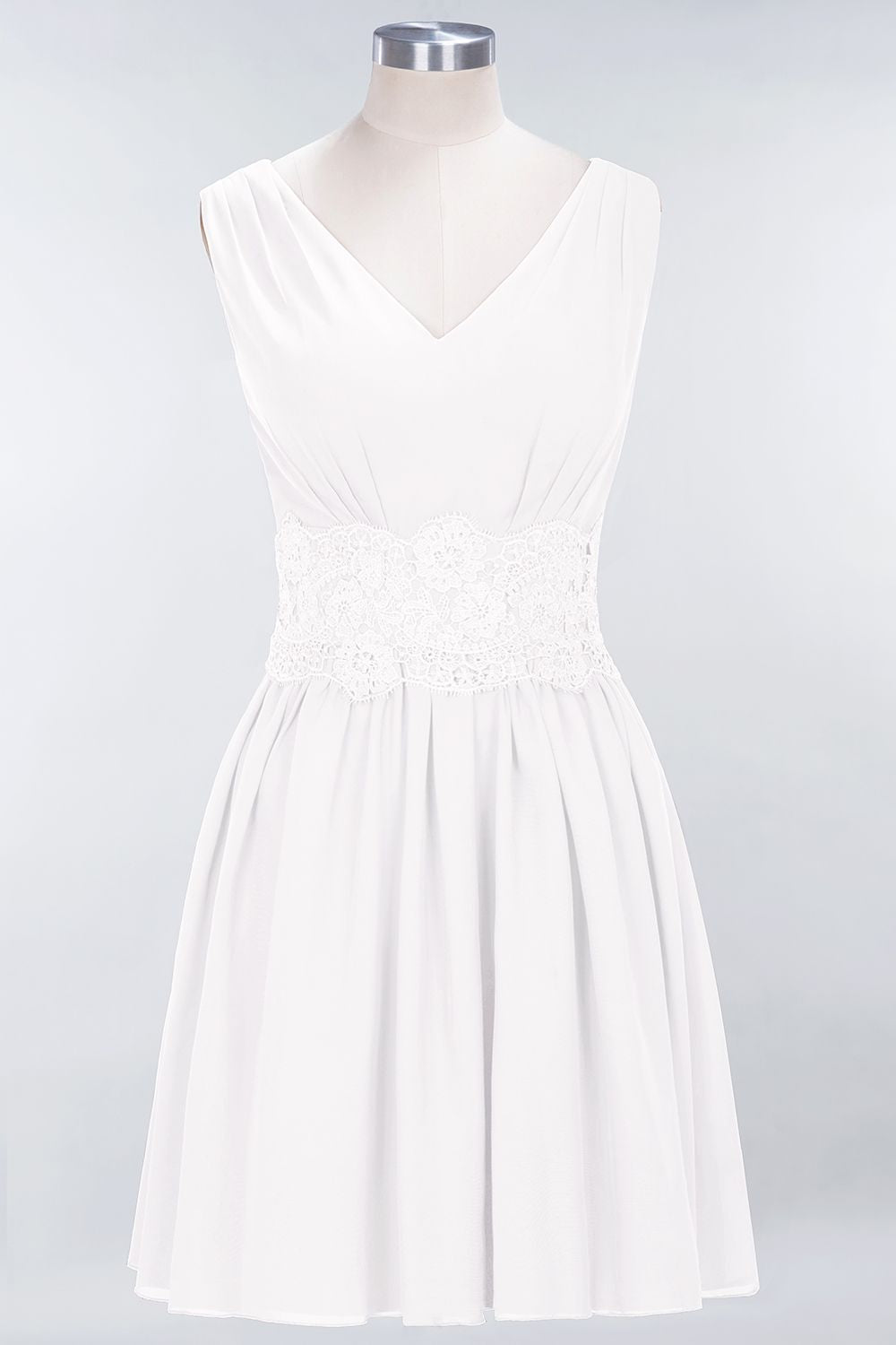 Pretty V-Neck Short Sleeveless Lace Bridesmaid dresses - Fashionpara