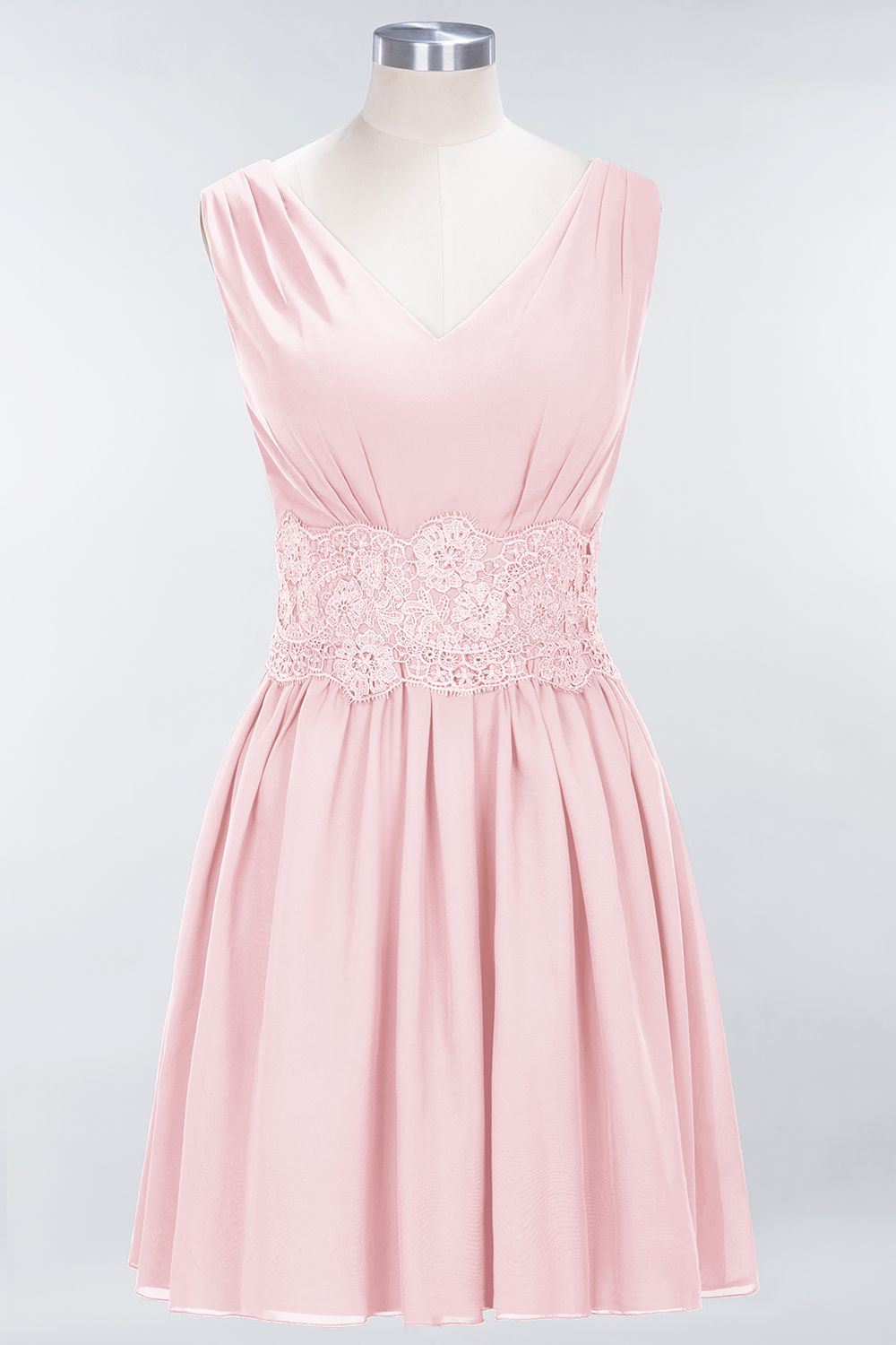 Pretty V-Neck Short Sleeveless Lace Bridesmaid dresses - Fashionpara