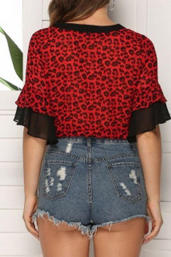 Printed Leopard Print Chiffon Shirt