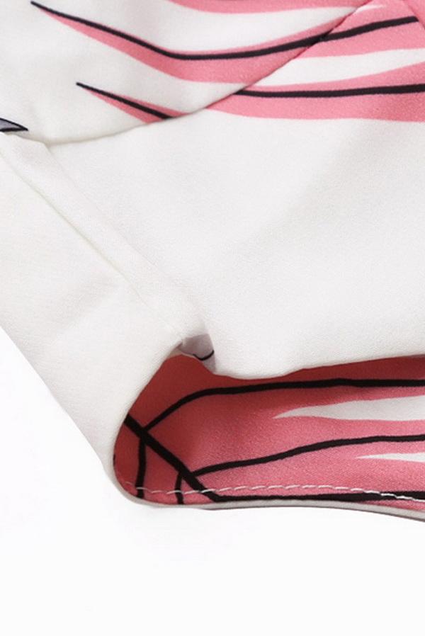 Printed Round Collar Sleeveless Pocket Dress