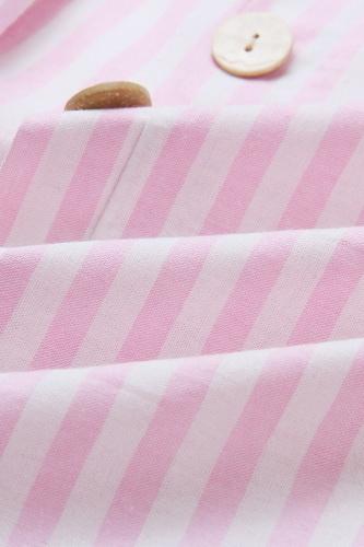 Printed Striped Pocket Single Breasted Jumpsuit