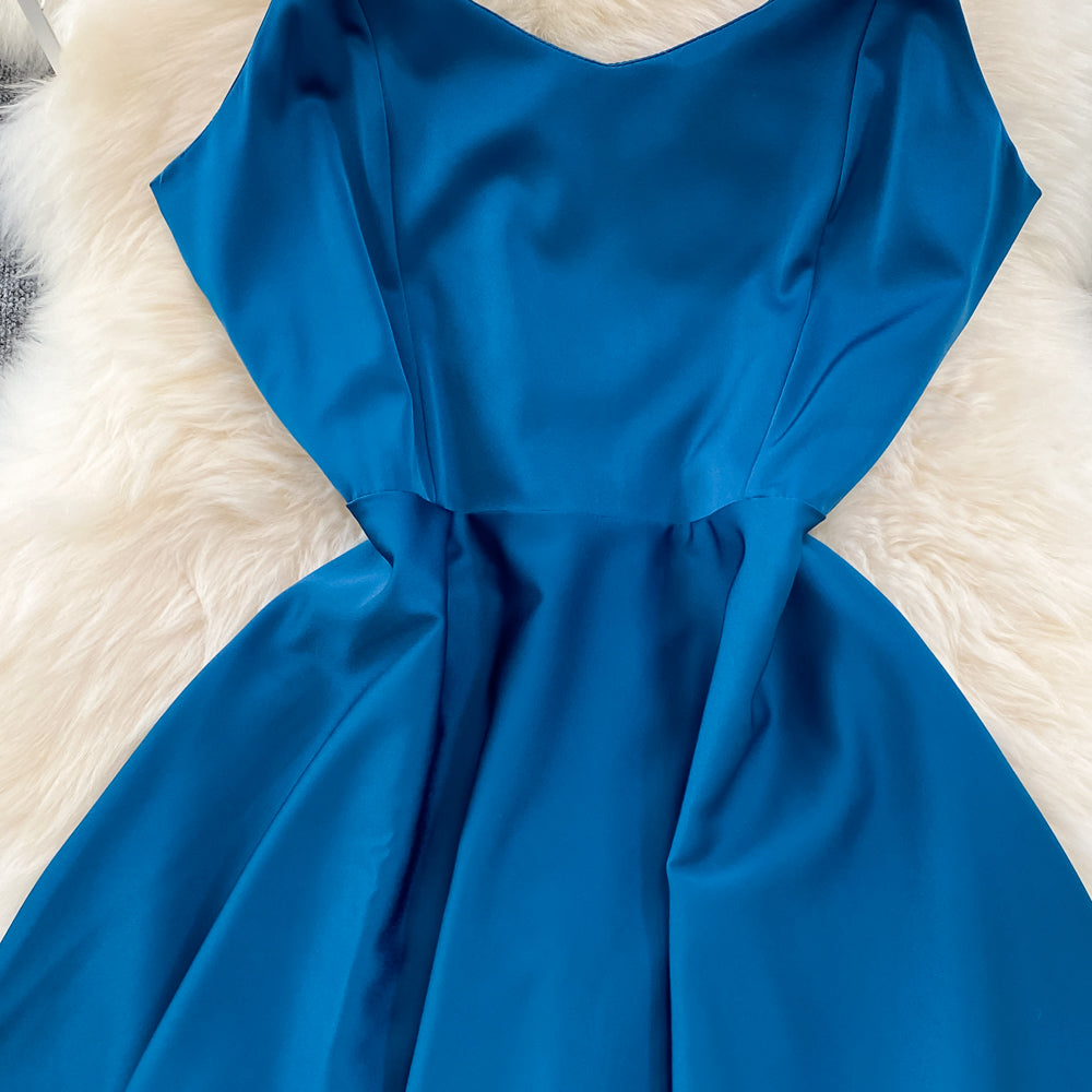 Simple V-neck Long Dresses, A-line Spaghetti Straps Party Dresses