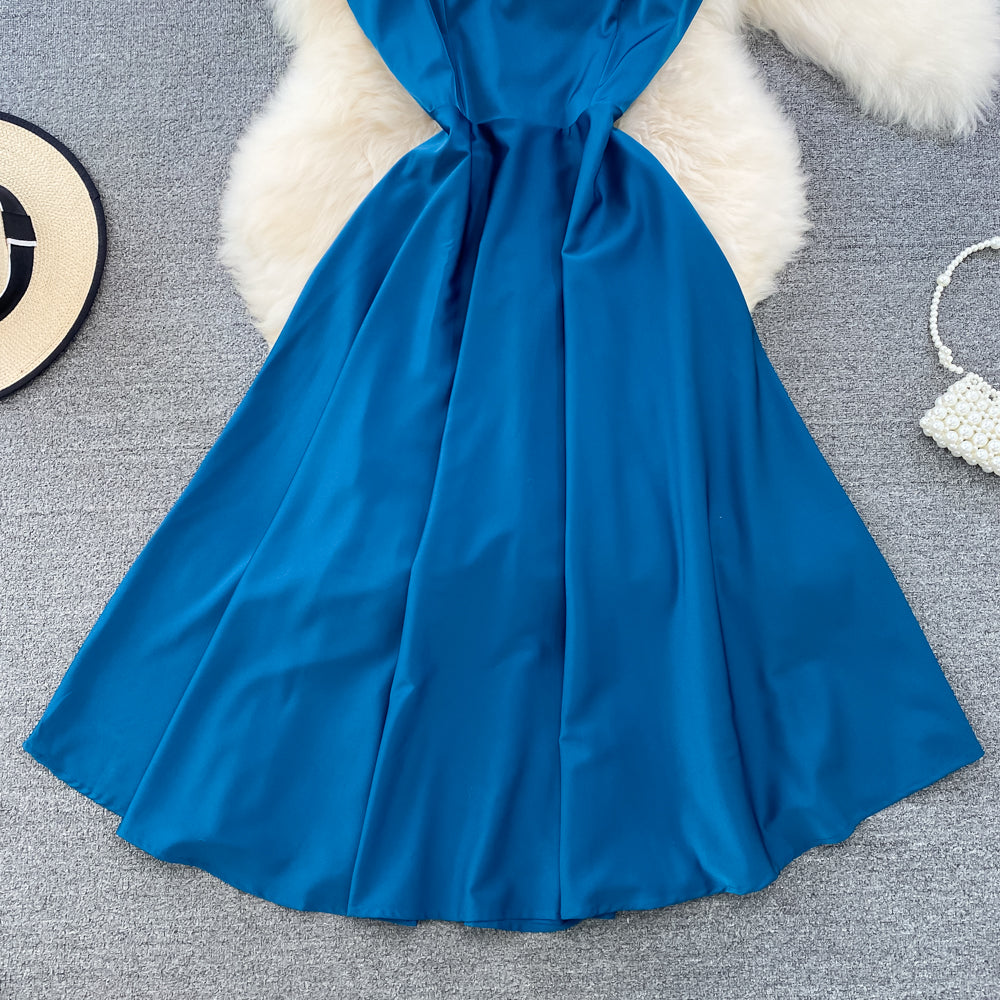 Simple V-neck Long Dresses, A-line Spaghetti Straps Party Dresses