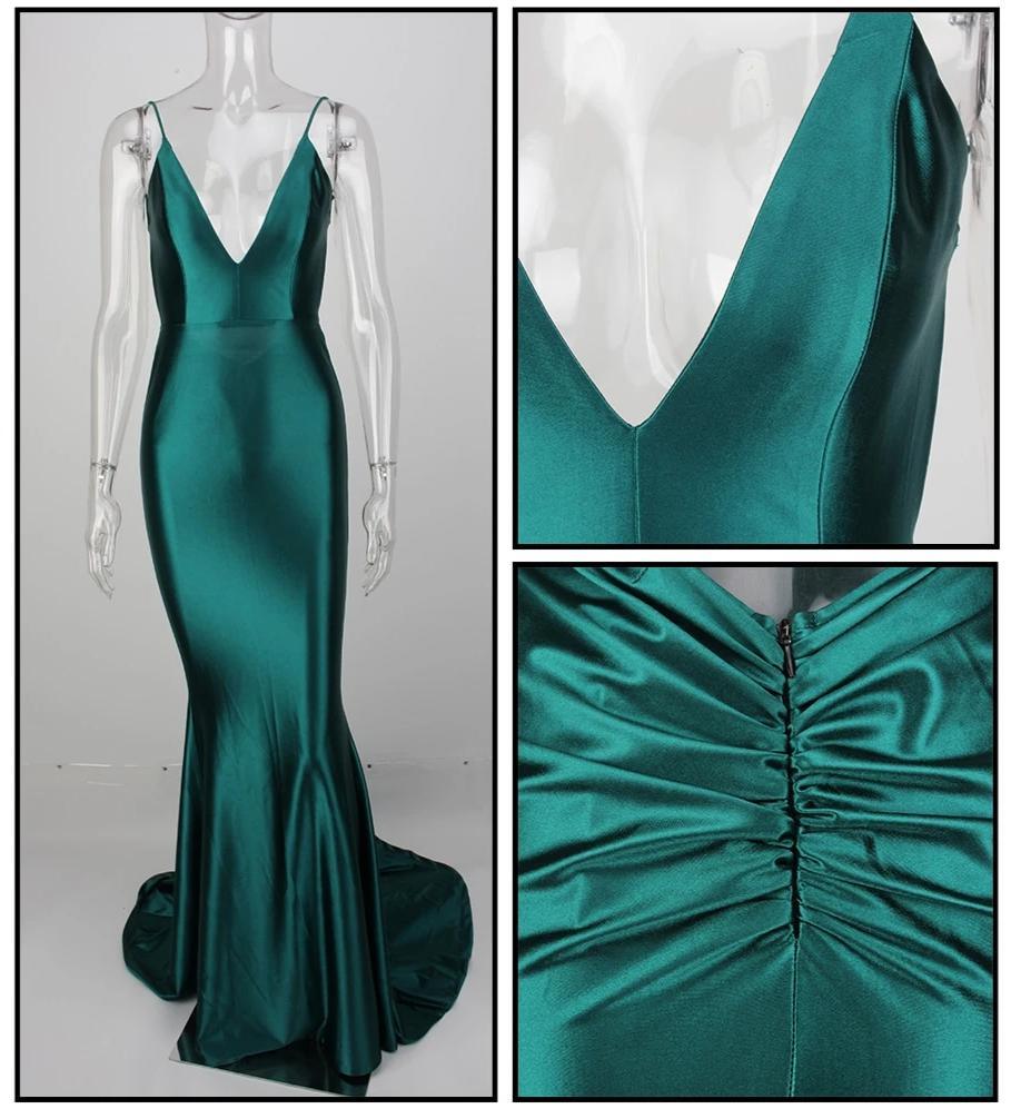 Aquamarine Mermaid Shimmer V-Neck Dress - Fashionpara