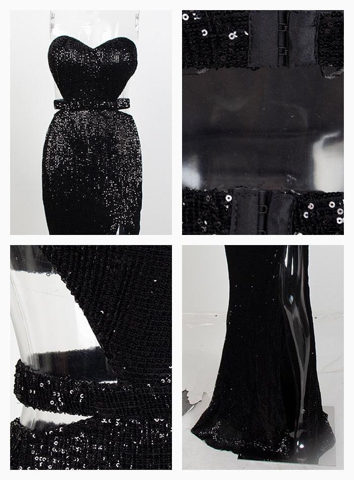 Black Sequin Heart Top Dress - Fashionpara