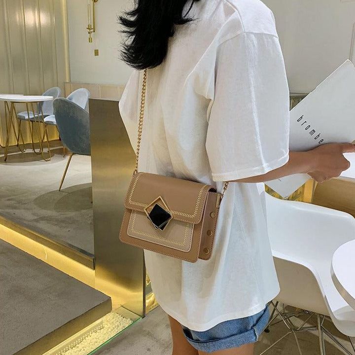 Lottie Metal Decor Two Tone Crossbody Bag