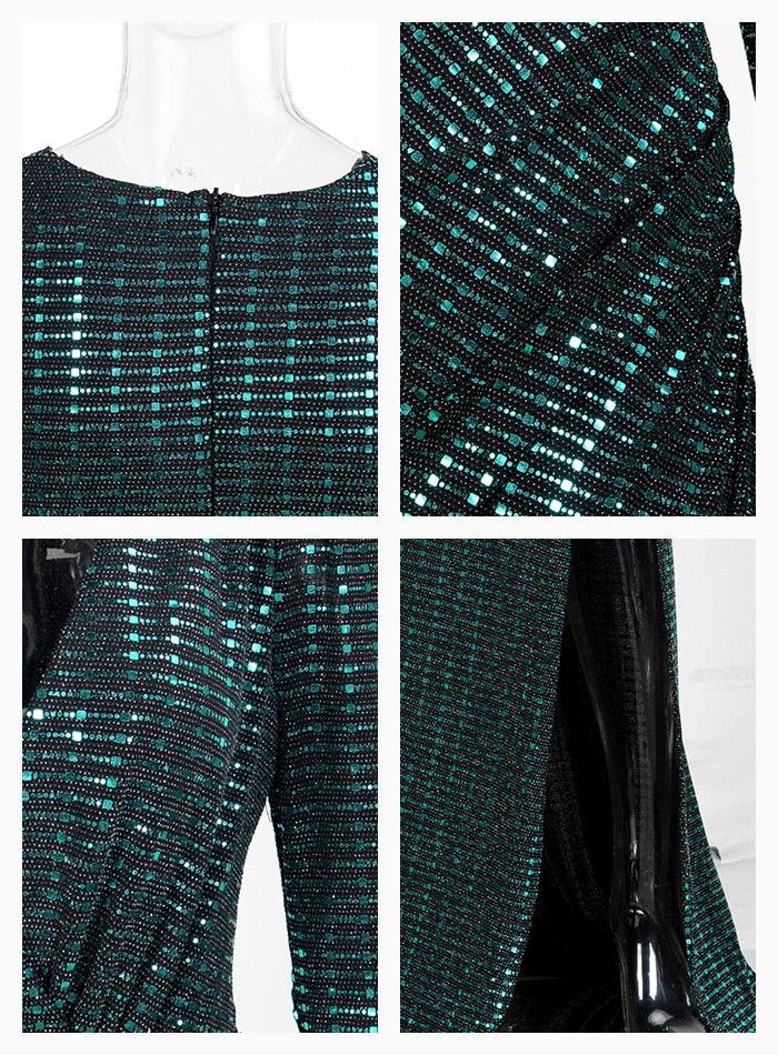 Metallic Reflections Sequin Maxi Dress - Green - Fashionpara