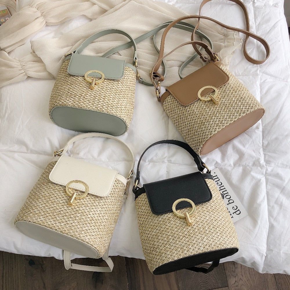 Marni Straw Bucket Crossbody Bag