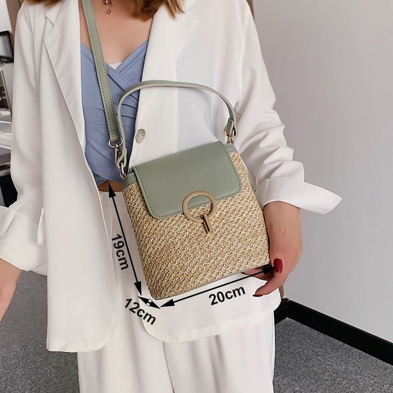 Marni Straw Bucket Crossbody Bag