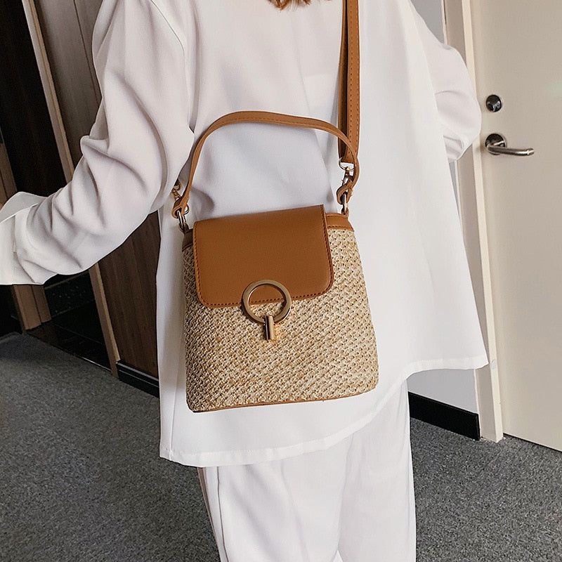 Marni Straw Bucket Crossbody Bag