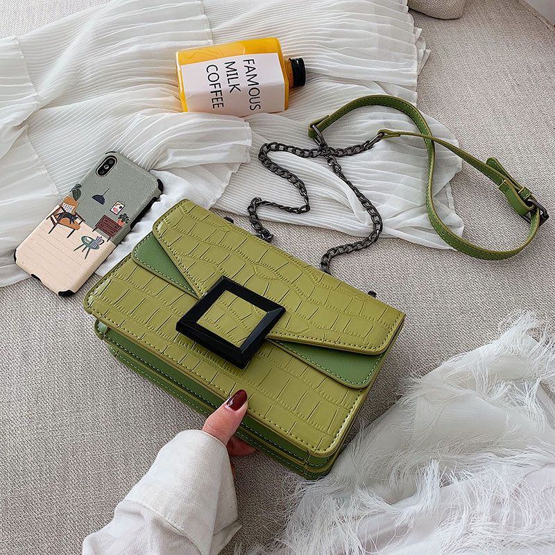 Mala Croc Effect Chain Crossbody Bag