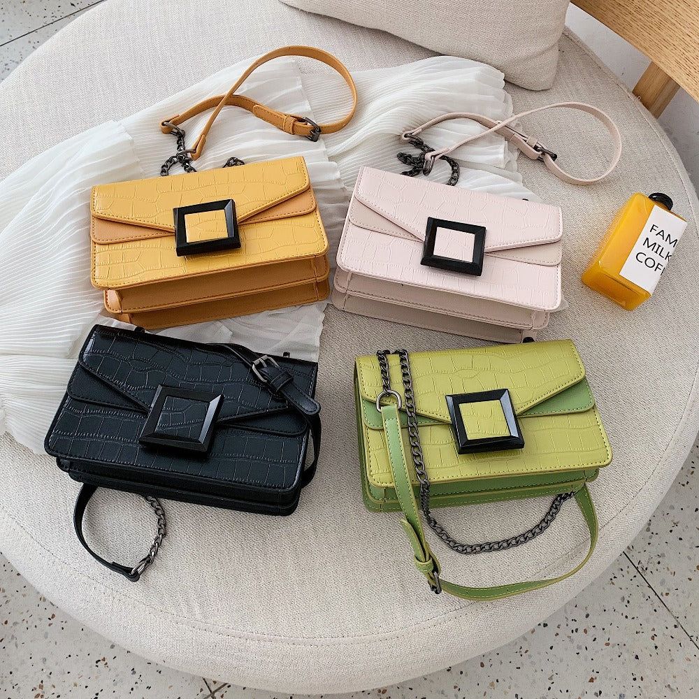 Mala Croc Effect Chain Crossbody Bag