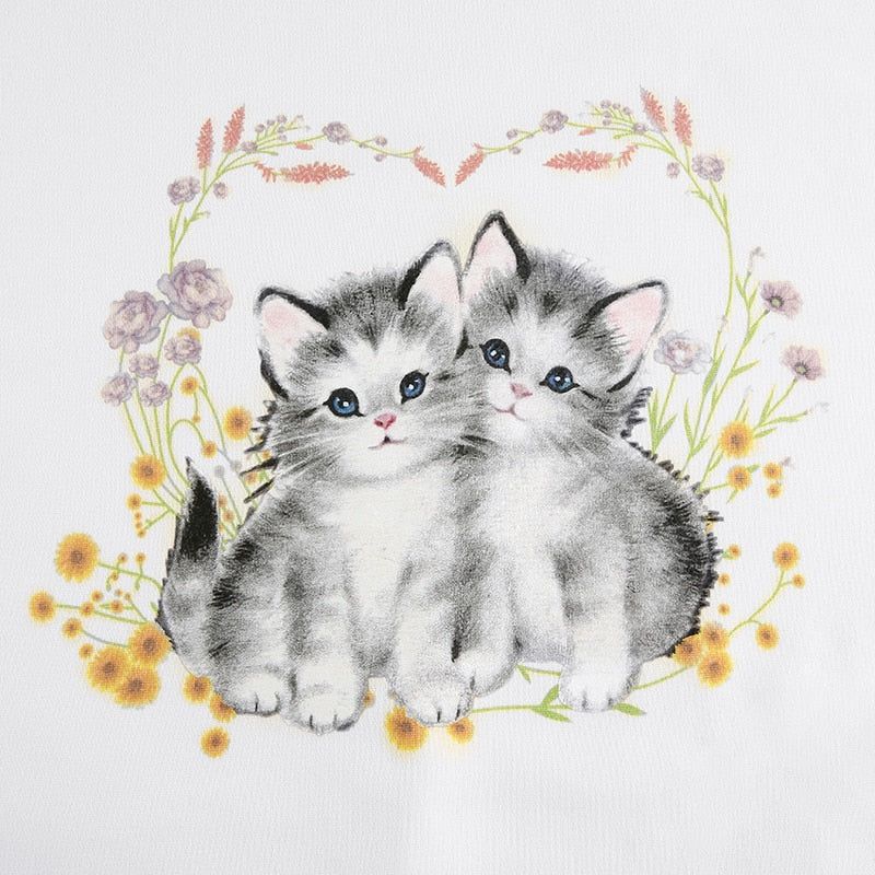 Thriving Now Kitty Flower Print Vintage Sweatshirt 7