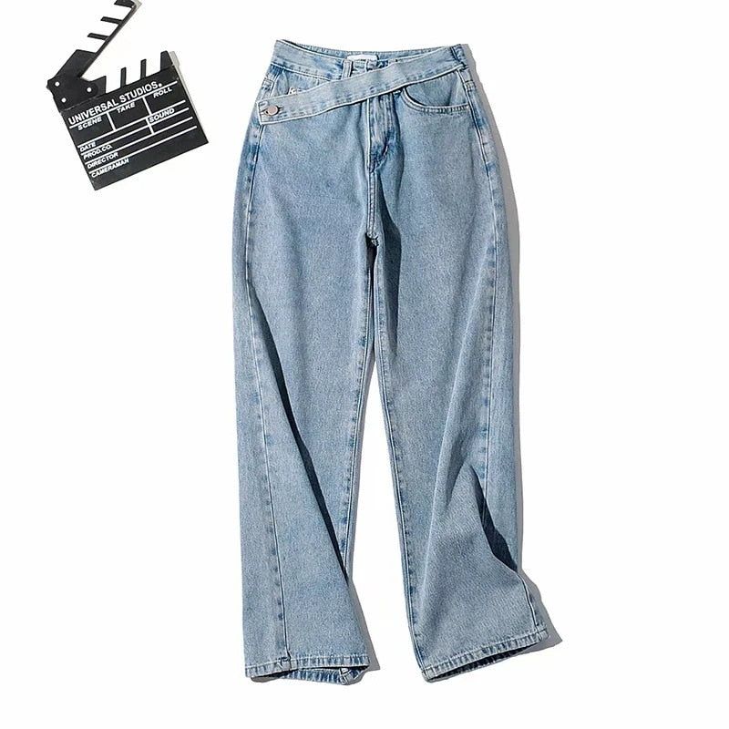 Won Over High Waisted Cross-Belt Design Jeans