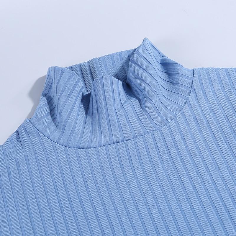 Ribbed Knit Turtleneck Long Sleeve Bodycon Midi Dress 15