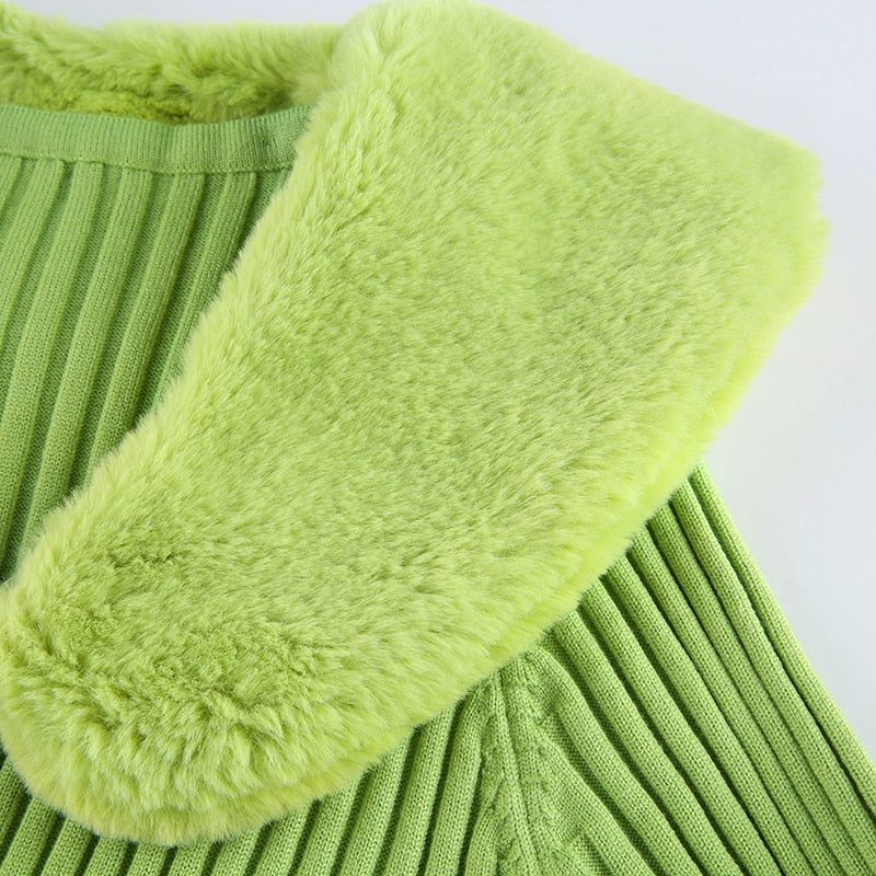 Try Your Luck Feather Collar Ribbed Cardigan 13