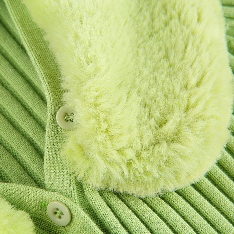 Try Your Luck Feather Collar Ribbed Cardigan 14