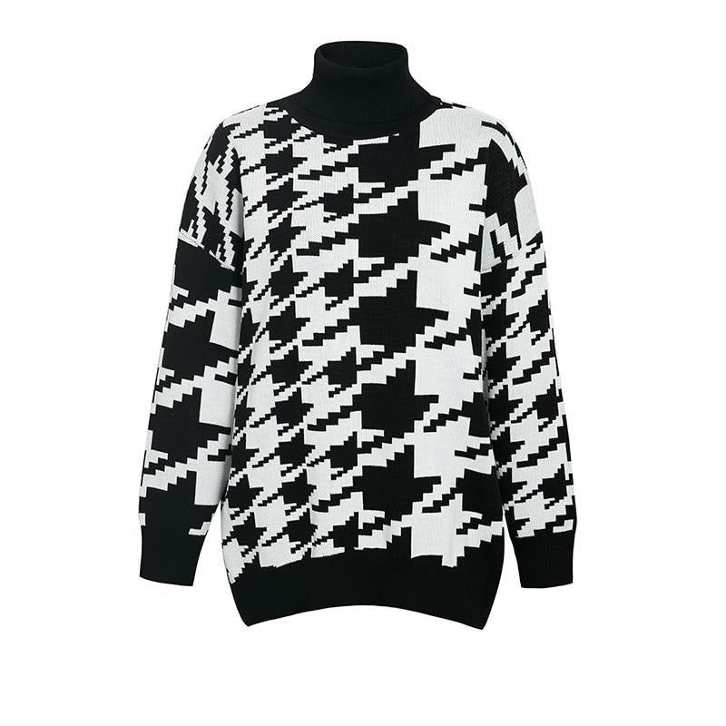 Want And Need Houndstooth Pattern Knit Sweater 7