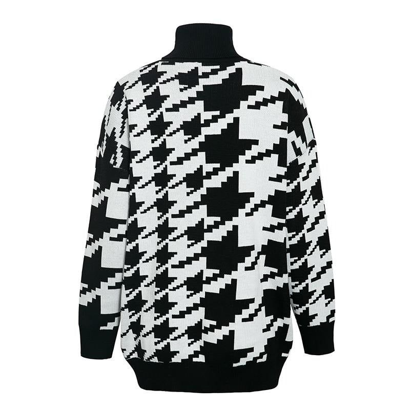 Want And Need Houndstooth Pattern Knit Sweater 8