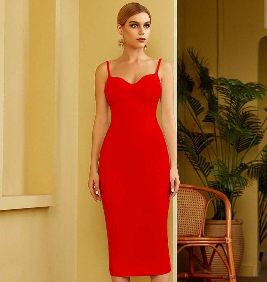 Smooth V-Neck Bodycon Bandage Dress - Fashionpara