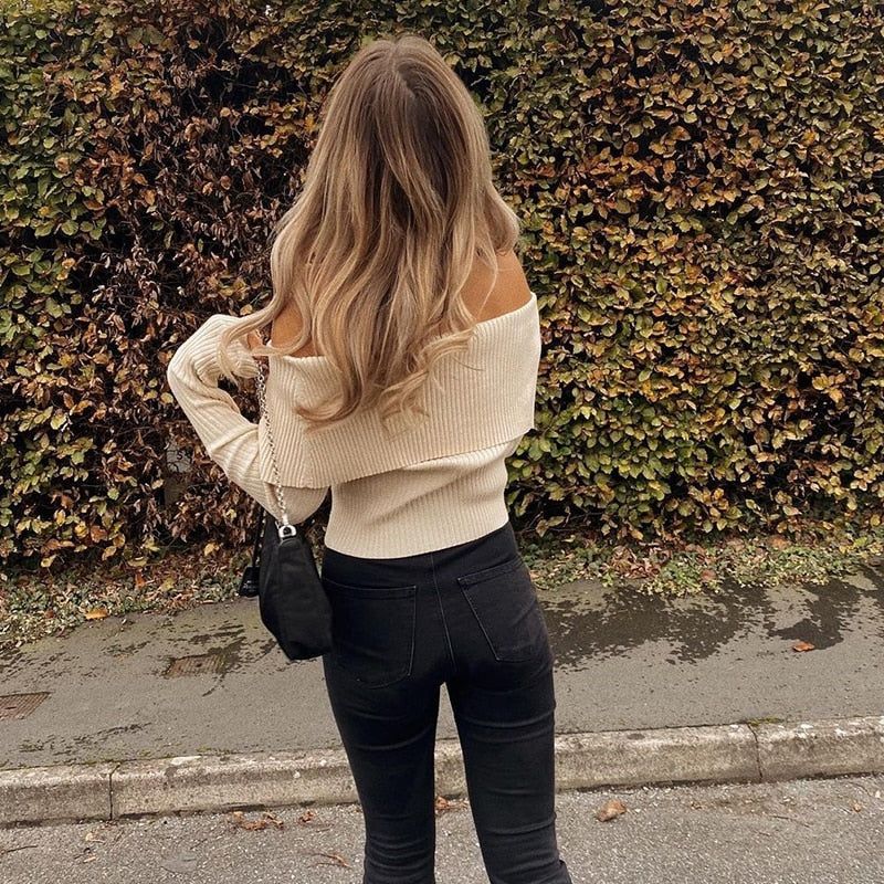 Sabina Off Shoulder Knitted Sweater 5