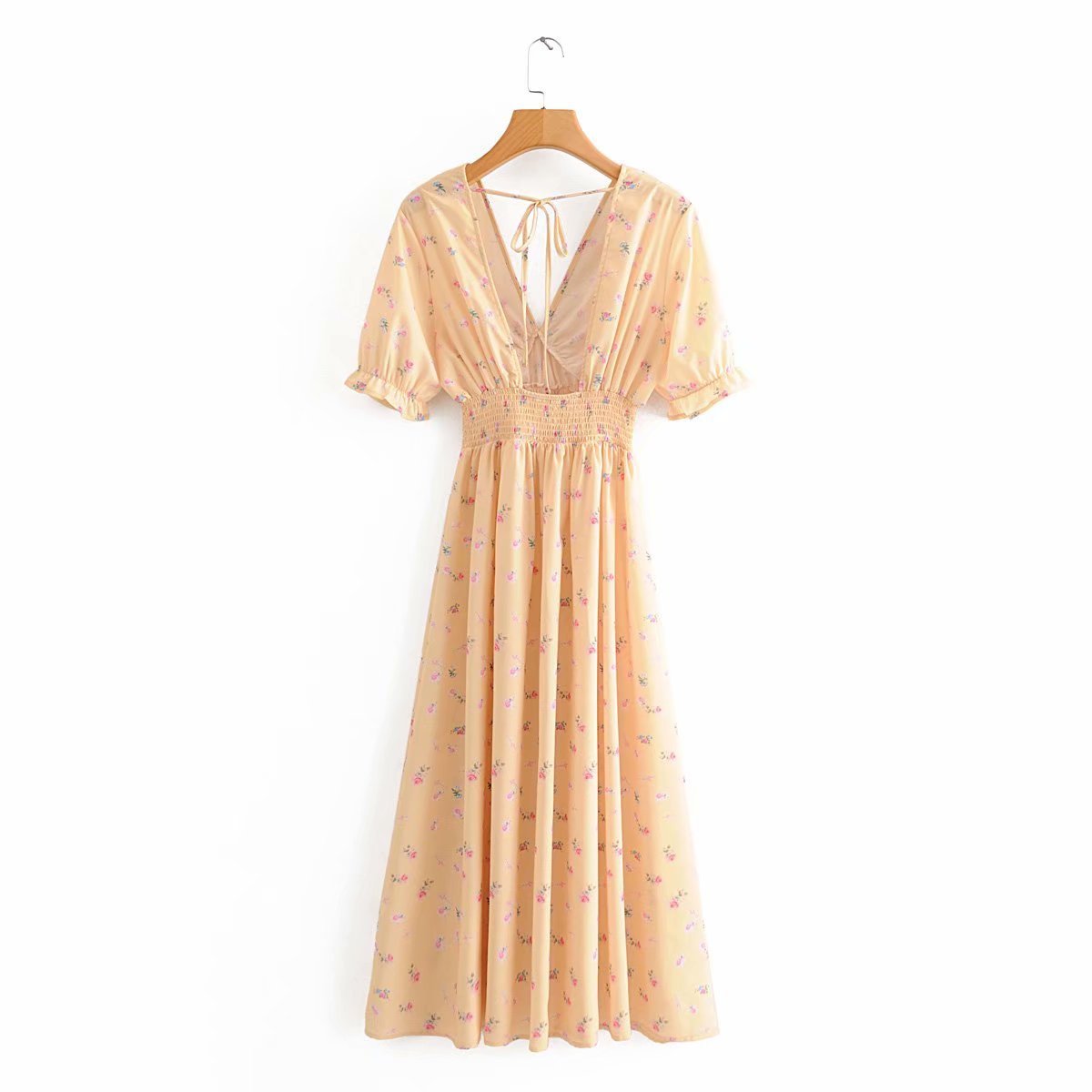 Ditsy Floral V-Neck Flutter-Sleeve High-Slit Maxi Dress 5