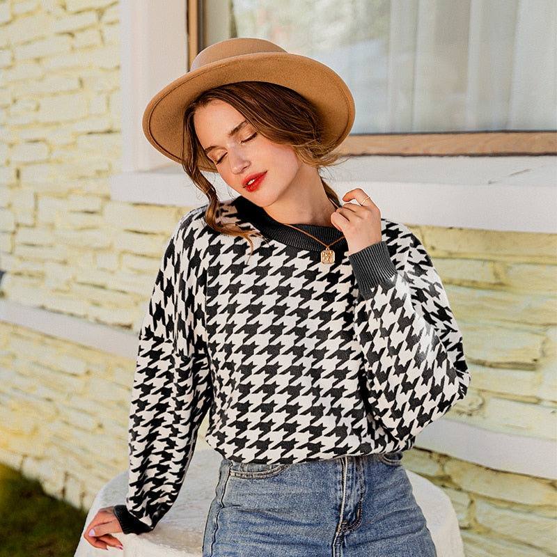 Molly Houndstooth Sweater - Fashionpara