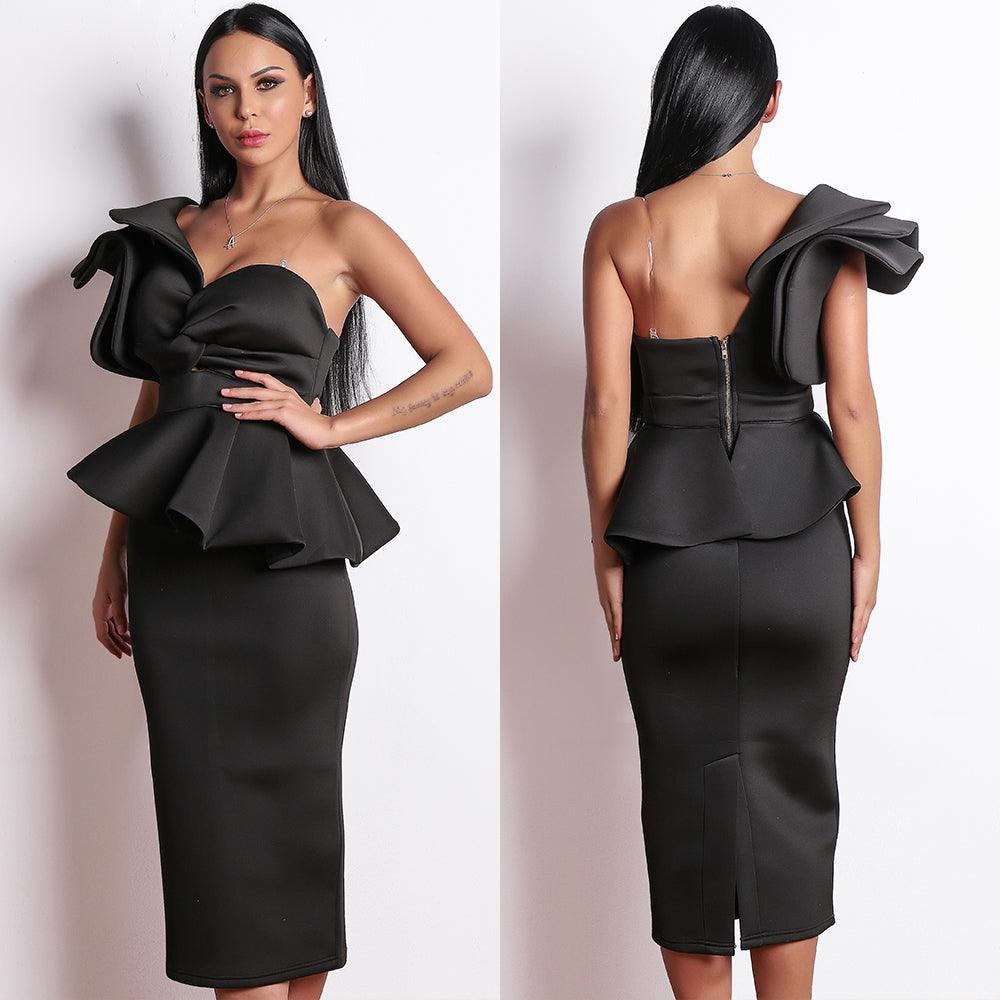 Ruffled Elegance Backless Dress - Fashionpara