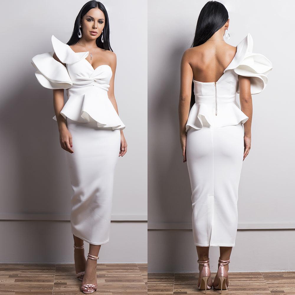 Ruffled Elegance Backless Dress - Fashionpara