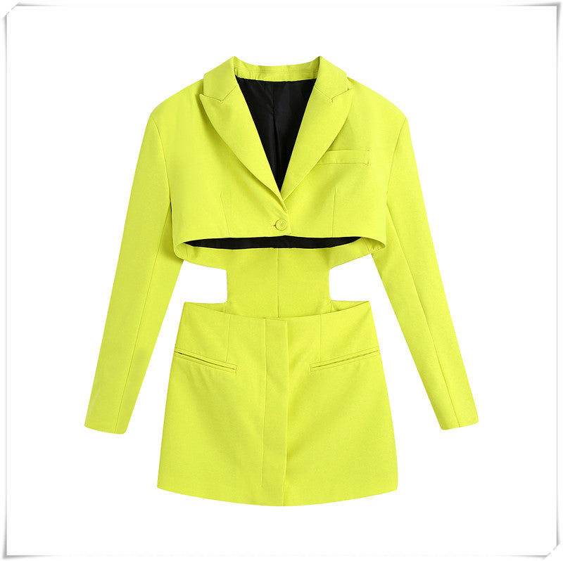 Hollow Out Waist Blazer Dress