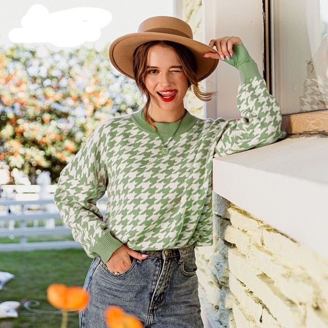 Molly Houndstooth Sweater - Fashionpara