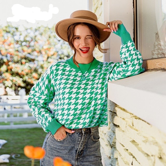 Molly Houndstooth Sweater - Fashionpara