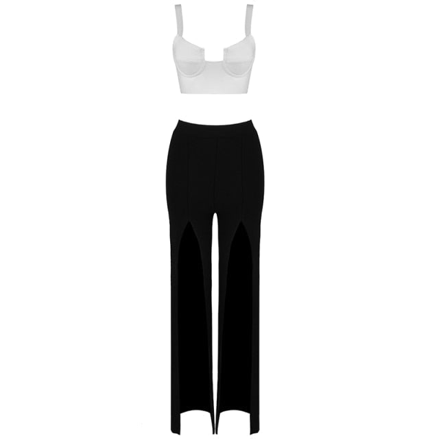 Celine Bandage Two Piece Top and Pants Set