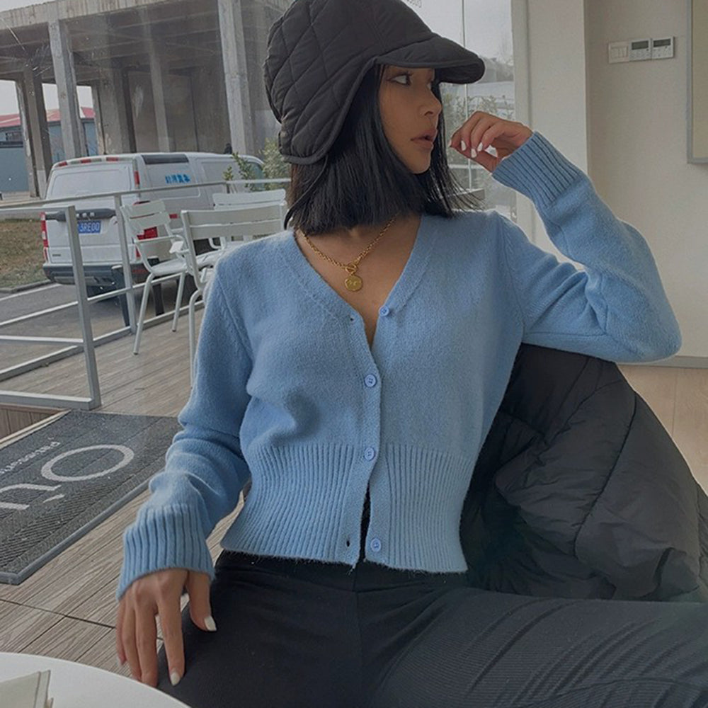 Stylish Orro Shop Short Solid Knit Cardigan for Versatile Wear