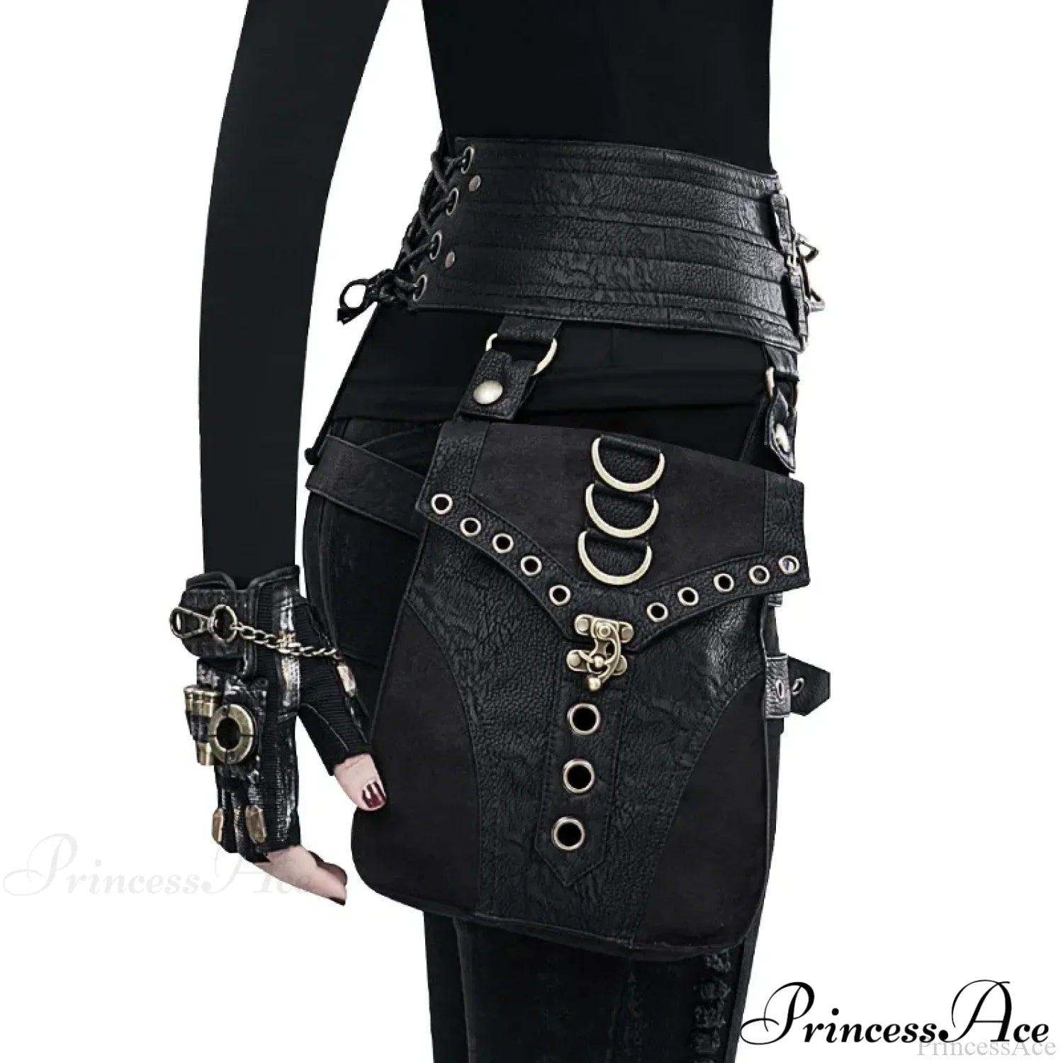 Punk Rivet Skull Retro Rock Gothic Hip Hop Rivet Leg Thigh Waist Bag