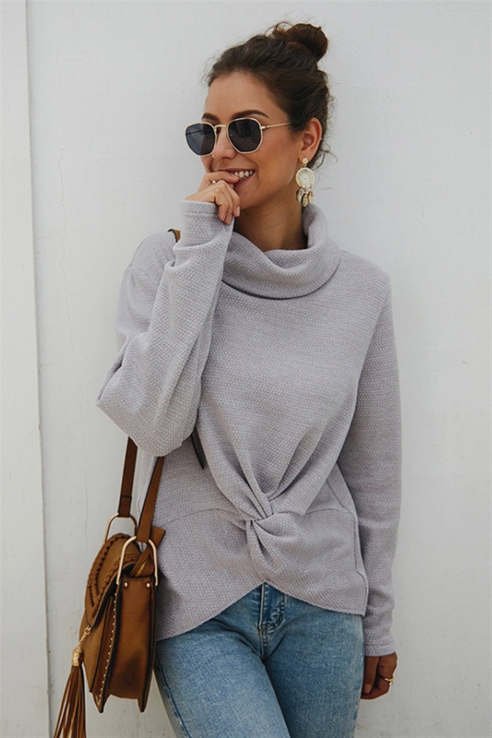 RadyRin High Neck Twist Sweater for Sophisticated Style