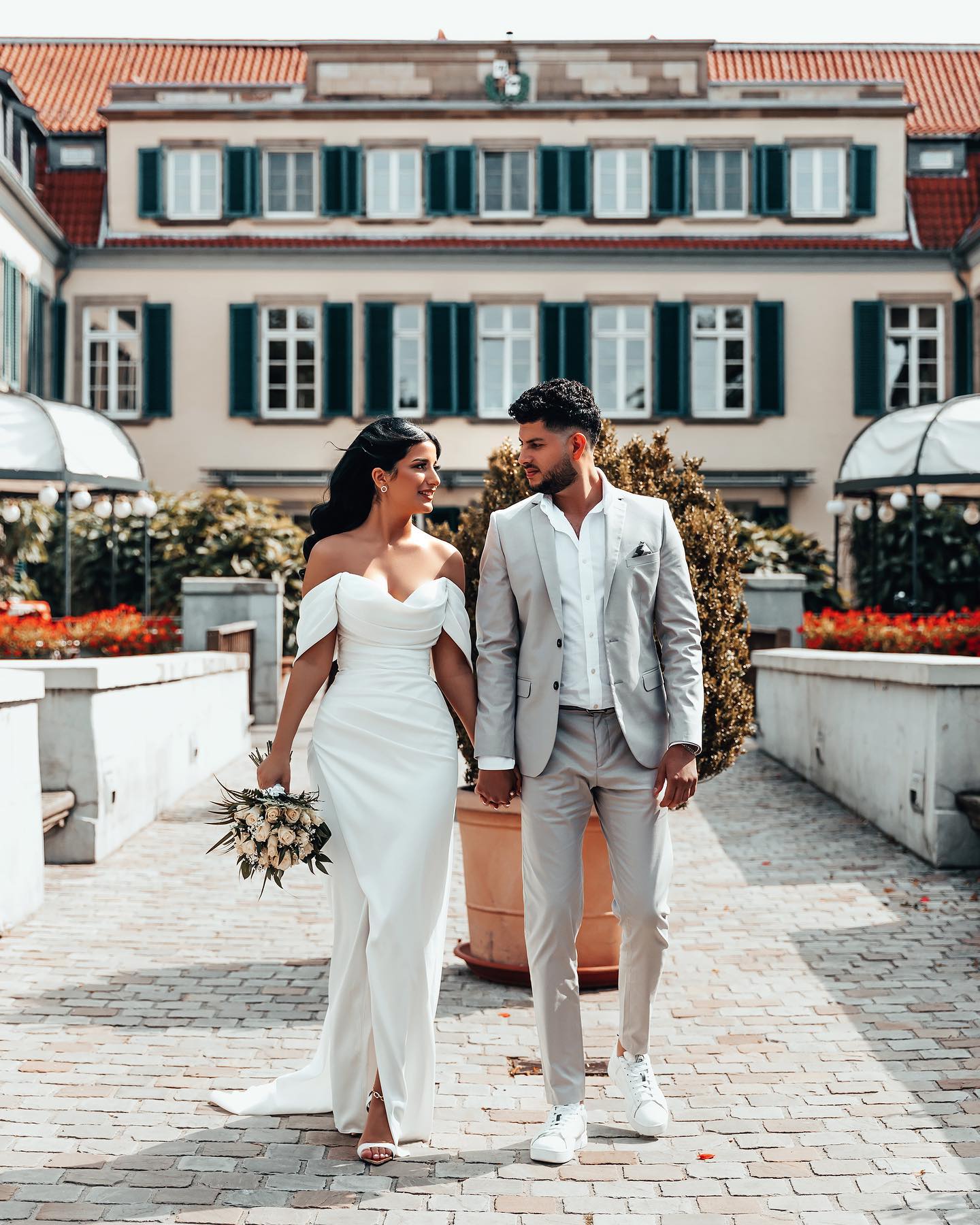 Pure White Wedding Dress Off-the-Shoulder Mermaid - Fashionpara