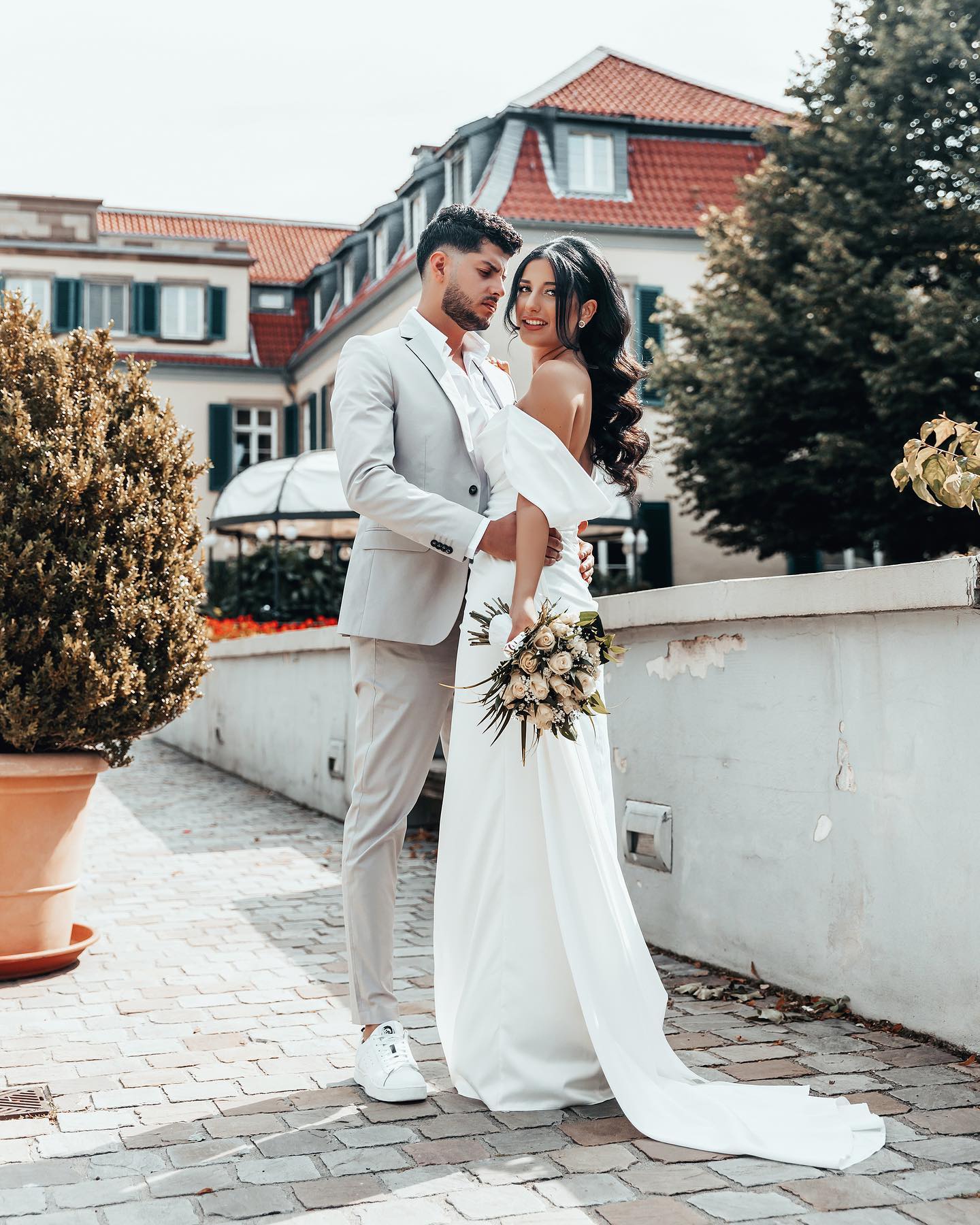 Pure White Wedding Dress Off-the-Shoulder Mermaid - Fashionpara