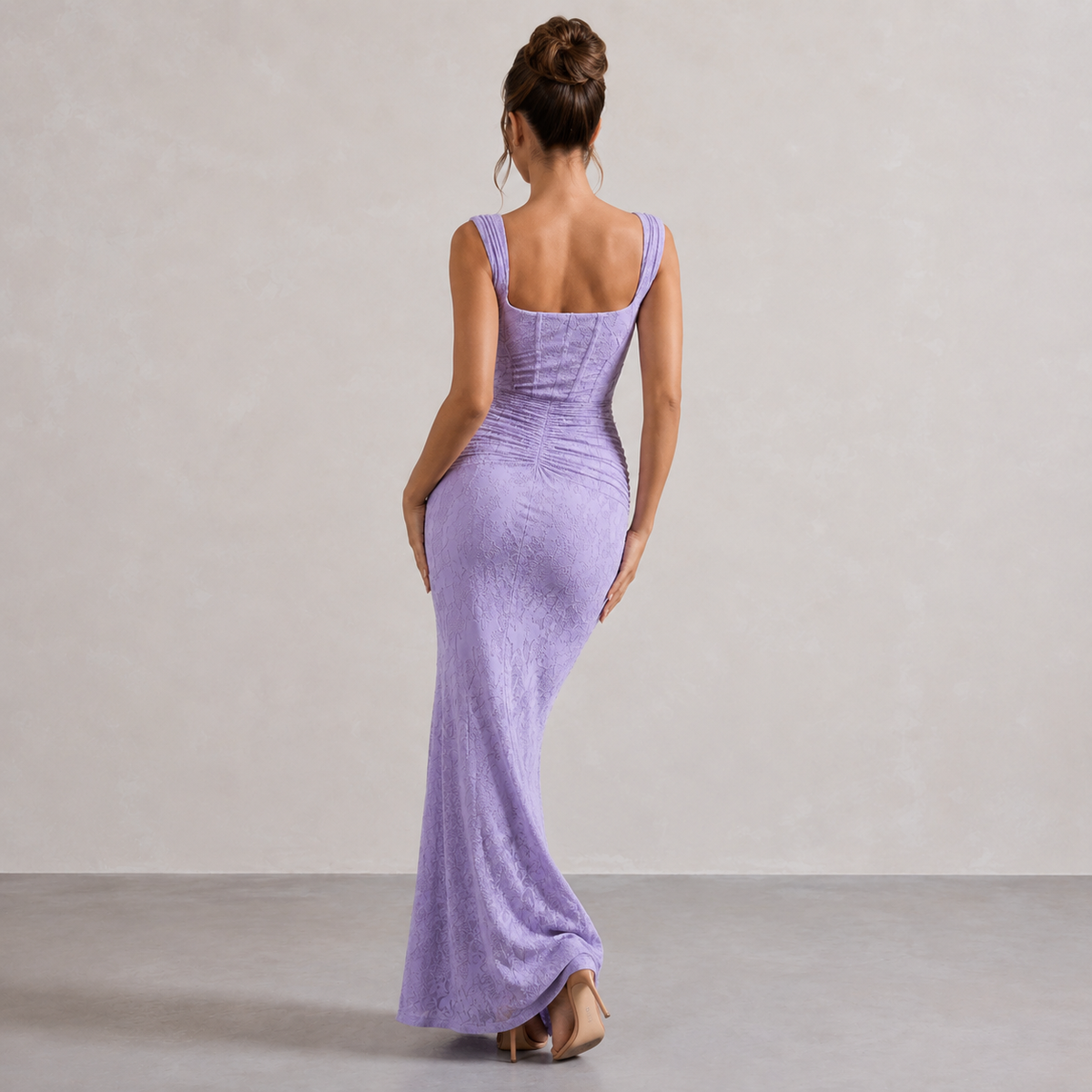 Square Neck Corset Floral Jacquard Mermaid Gown 12