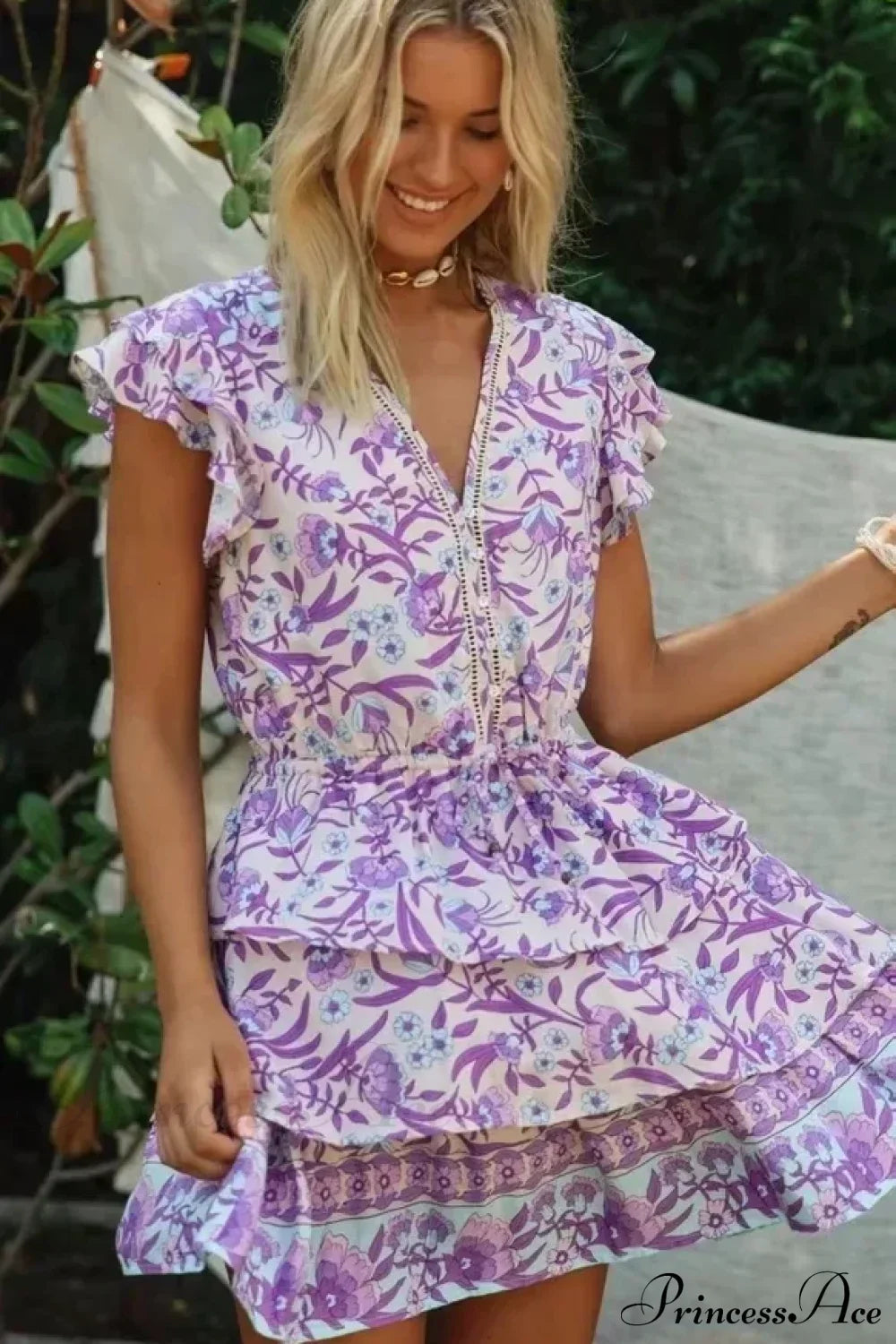 Purple Mini Boho Dress