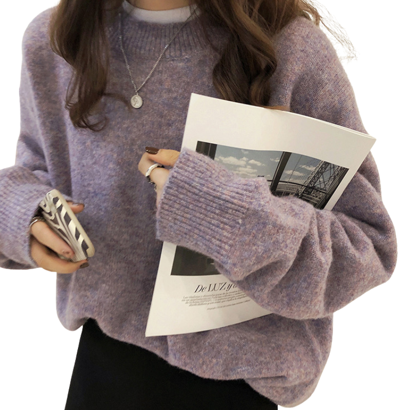 Crew Neck Long Sleeve Oversized Drop Shoulder Knit Sweater 7