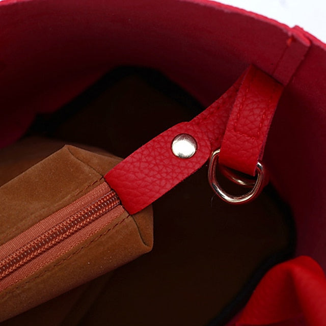 Gold Red Chain with Leather Handbag Lock and Faux