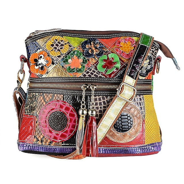 Shoulder Bohemian - Bag Patchwork Leather Colorful