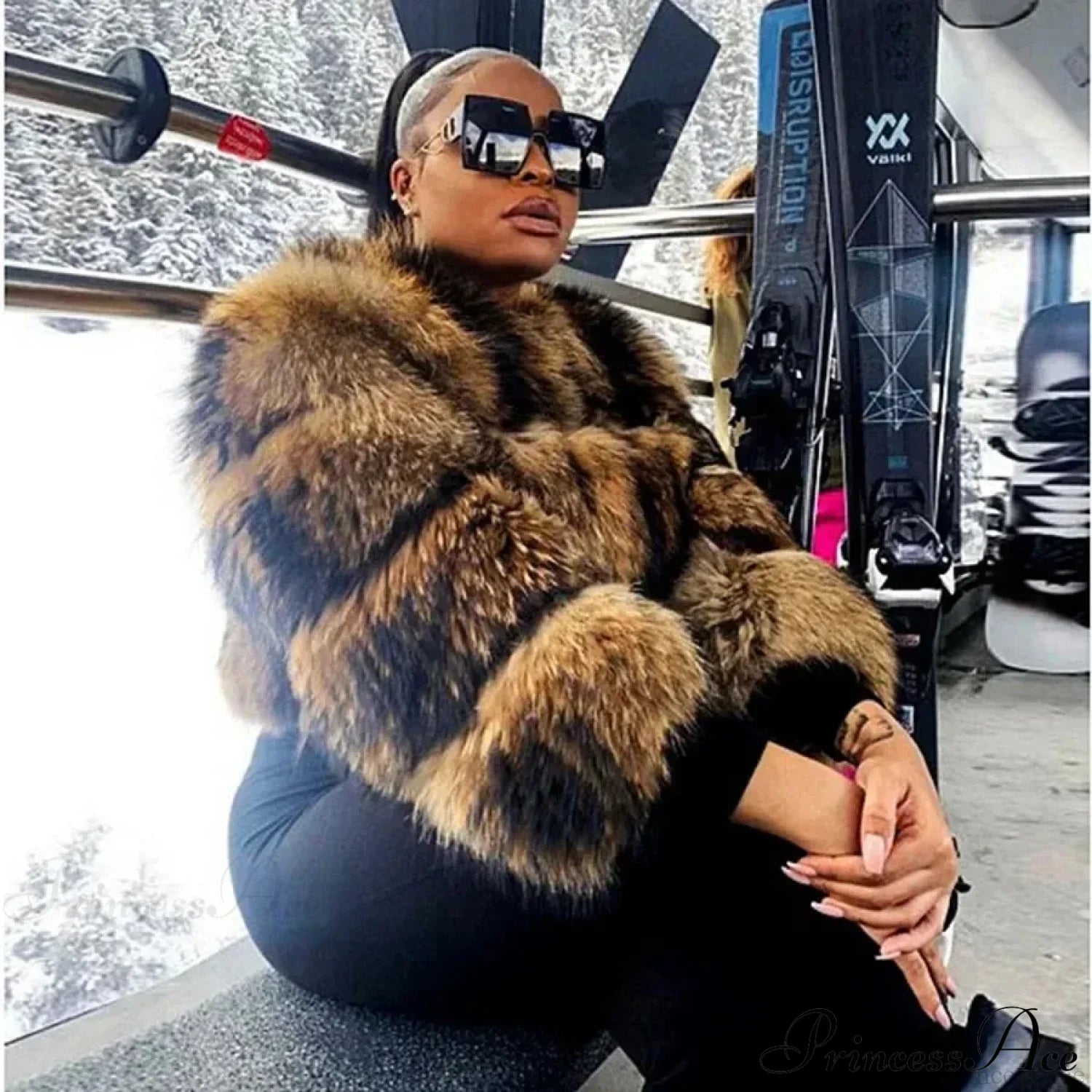 Raccoon Fur Thick Luxury Winter Coat